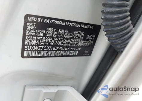 2017 BMW X3 Sdrive28I from USA, damaged, VIN 5UXWZ7C37H0X40797